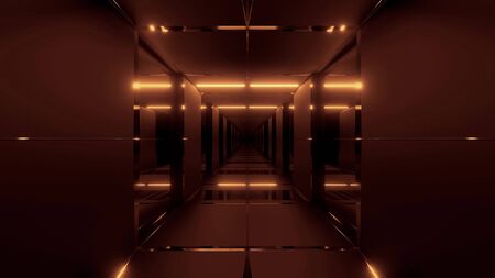 clean futuristic cool ci-fi tunnel 3d illustration background wallpaperの写真素材