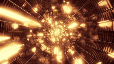 abstract metal tunnel with colorful reflection 3d illustration background wallpaper, abstract design 3d renderingの写真素材