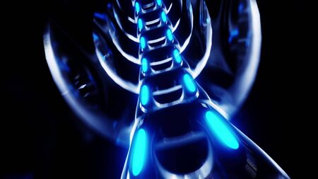 abstract futuristic sci-fi tunnel corridor 3d illustration background wallpaper