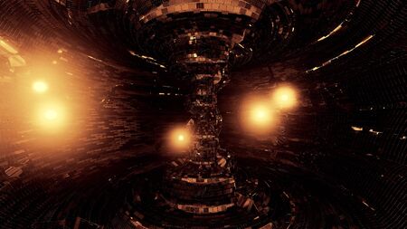 abstract nuclear reactor with glowing atom parrticles and nice reflections 3d illustration...