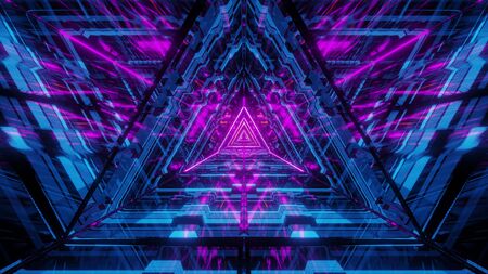 abstract triangle glass design artwork with brick texture and glowing wireframe 3d illustration background wallpaper, glowing and reflective wireframe 3d rendering graphicの写真素材