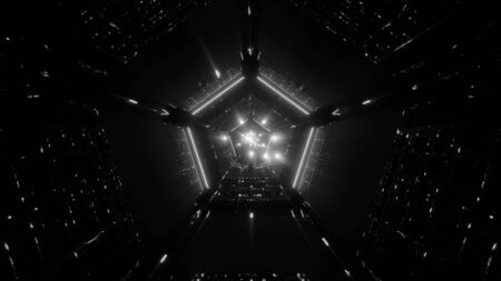 3d illustration background wallpaper with beautiful glowing spheres fly through abstract 5 corner...