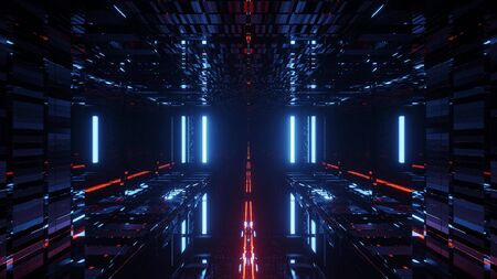 3d illustration background wallpaper of beautiful futuristic science-fiction tunnel corridor with...