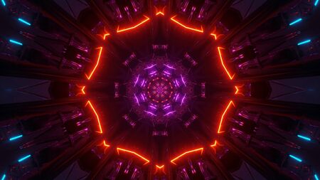 3d illustration background wallpaper design of glowing red and pink abstract neon sign with cool glow, abstract neon graphic artwork 3d renderingの写真素材