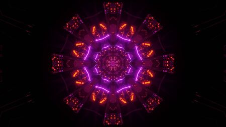 3d illustration background wallpaper design of glowing red and pink abstract neon sign with cool glow, abstract neon graphic artwork 3d renderingの写真素材