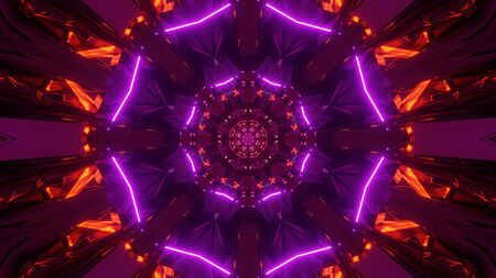 3d illustration background wallpaper design of glowing red and pink abstract neon sign with cool glow, abstract neon graphic artwork 3d renderingの写真素材