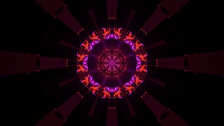 3d illustration background wallpaper design of glowing red and pink abstract neon sign with cool glow, abstract neon graphic artwork 3d renderingの写真素材