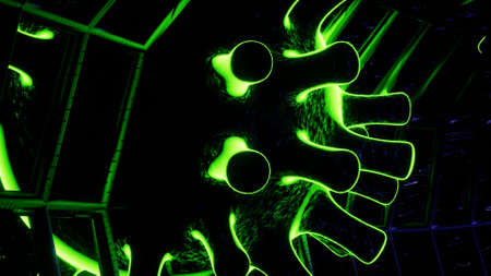 Glowing Neon Giant Virus Design  3d illustration background