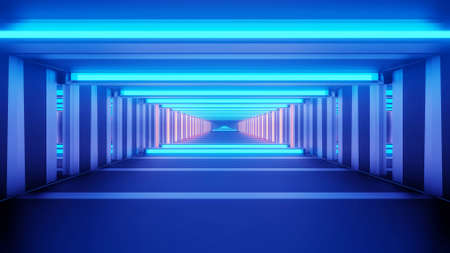Gleaming Spacious Cyber Gateway 4k uhd 3d illustration backgroundの写真素材