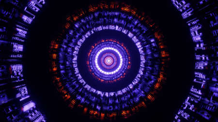 Laser Round Fluorescent Lit  3d illustration backgroundの写真素材