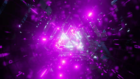 Glowing pink hypr space tunnel 3d illustration background wallpaper