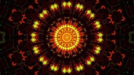 Blinking abstract flower yellow and red 3d illustration background wallpaper design artwork