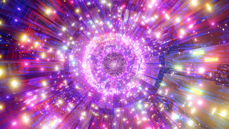 Blue pink color changing fantasy tunnel 3d illustration artwork design background wallpaper