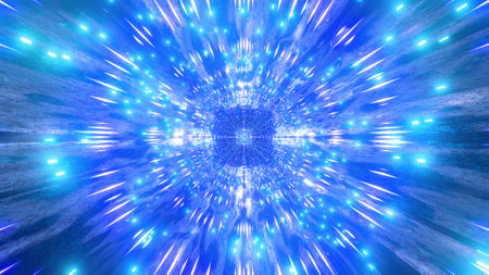 Blue red glowing space particles 3d illustration design artwork background wallpaper
