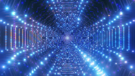 Blue cool neon bright glowing 3d illustration background wallpaper artwork design