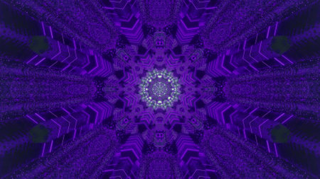 Purple neon snowflake background 3d illustration