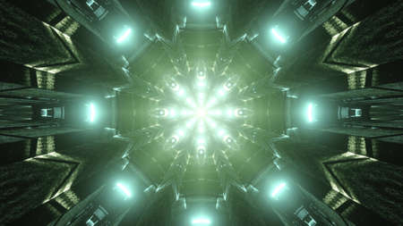 3D illustration of round green tunnel