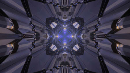 3d illustration of glass geometric corridor