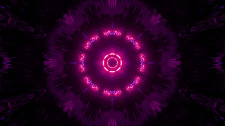 3D illustration of round neon tunnel