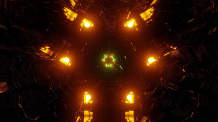 3d illustration of triangle endless tunnel