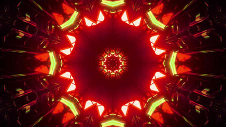 3d illustration of geometric vivid corridorの写真素材