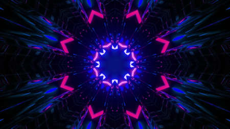 3d illustration of neon futuristic tunnelの写真素材