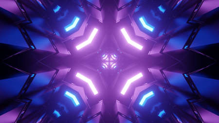 Futuristic geometric background with symmetric lines in 3D illustrationの写真素材