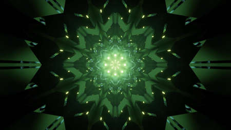Gleaming green geometric floral ornament 3d illustration