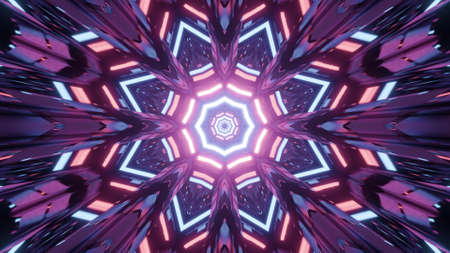 Luminous abstract geometric ornament 3d illustration