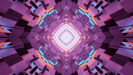 3D illustration of multicolored abstraction with symmetrical elementsの写真素材