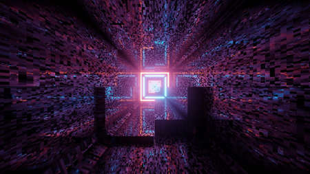 3d illustration of futuristic geometric corridor