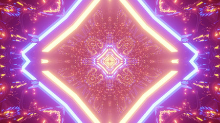 Geometric tunnel with abstract ornament 3D illustration