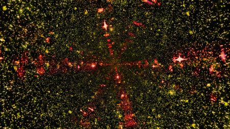 3d illustration of yellow lights against glowing pink corridor