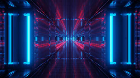3d illustration of glowing neon tunnel