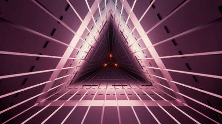 Dark vinous triangle tunnel 3D illustration