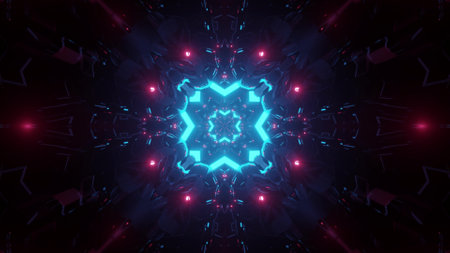 3d illustration of ornamental glowing corridorの写真素材