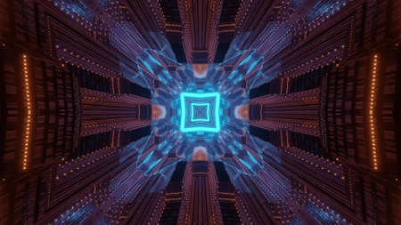 Abstract database storage with neon illumination 3d illustration