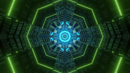 3D illustration of octagon shaped tunnelの写真素材
