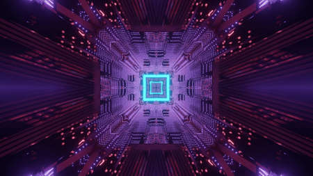 Cyberspace tunnel interior 3d illustrationの写真素材