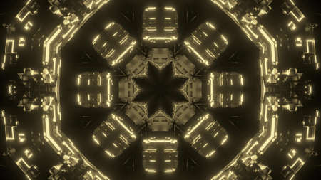 Sci fi gateway with golden geometric pattern 4K UHD 3d illustration