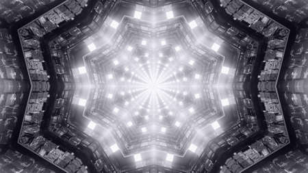 Luminous geometric design of sci fi tunnel 4K UHD 3d illustration