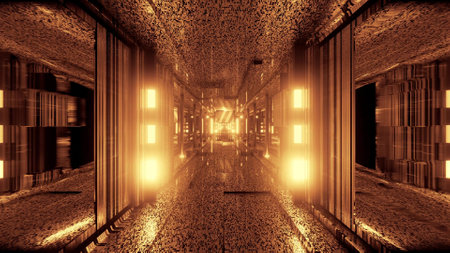 Light reflections in tunnel with USA flag 4K UHD 3d illustrationの写真素材