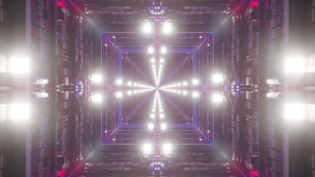 3d illustration of 4K UHD symmetric glowing corridor