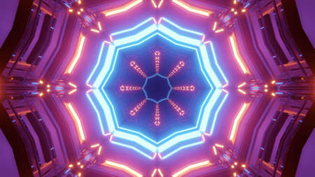 3d illustration of 4K UHD sci fi glowing corridorの写真素材