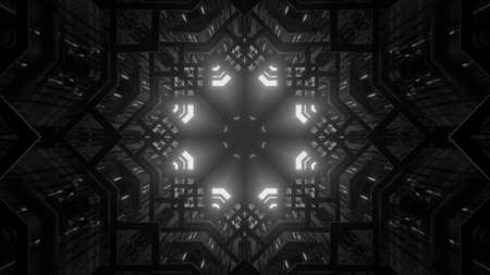 3d illustration of 4K UHD dark tunnel with neon lightの写真素材