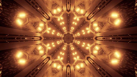 3d illustration of UHD ornamental glowing tunnelの写真素材