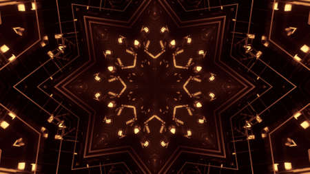 Star shaped ornament from neon lights UHD 3D illustrationの写真素材