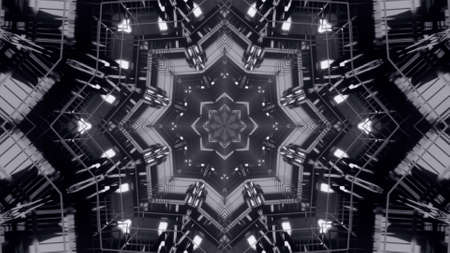 Abstract reflective monochrome tunnel UHD 3D illustrationの写真素材