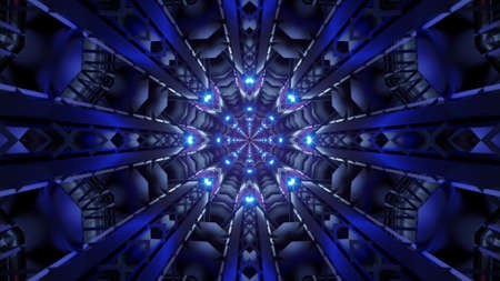3D illustration of UHD abstract neon tunnel