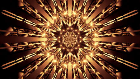Crystal tunnel with golden illumination 4K UHD 3D illustration